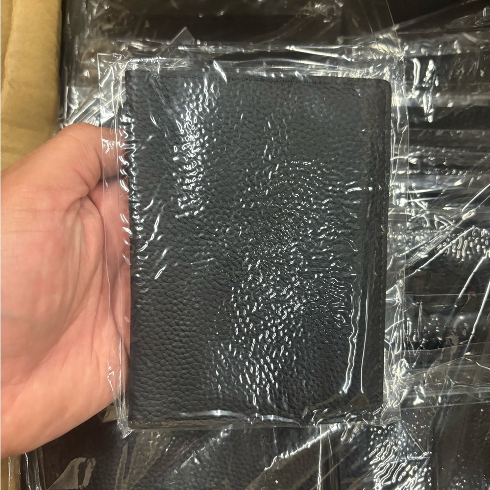 Black Textured Leather Passport Holder